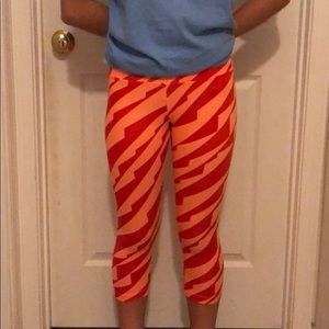 Maroon and orange capris